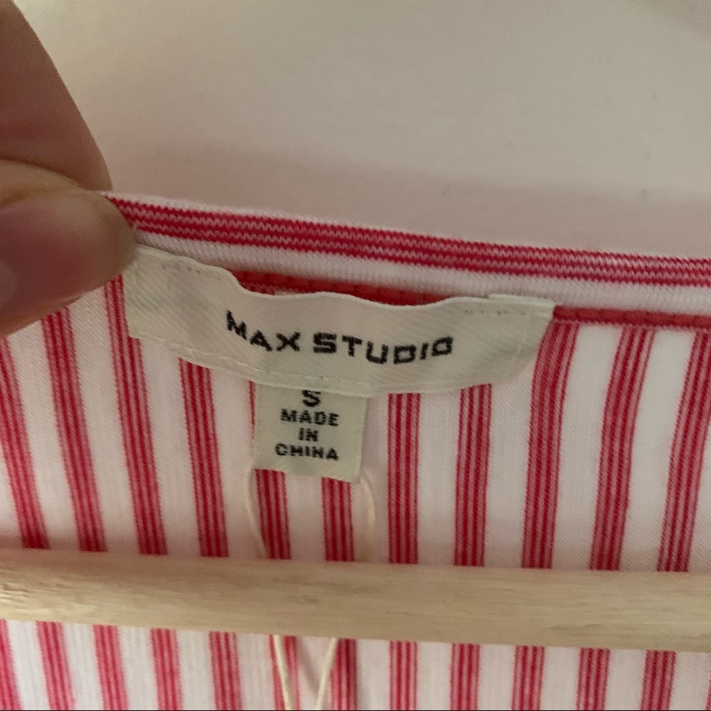 NWT Max Studio | Red & White Ruffle Sleeve Top - Picture 9 of 9
